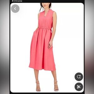 Anne Klein Sleeveless Drawstring Waist Midi Dress